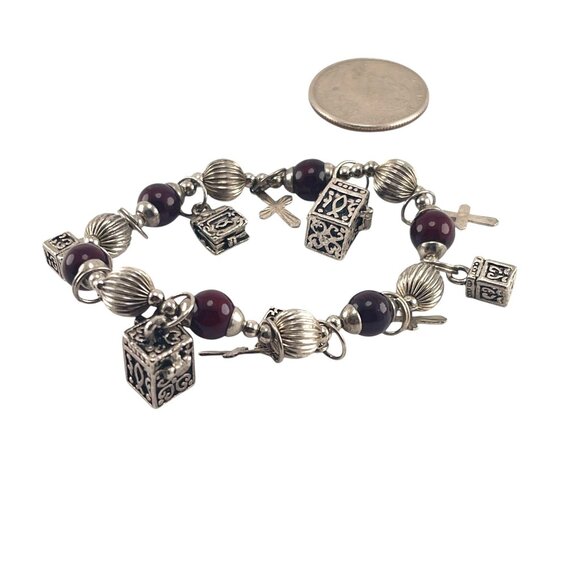 Catholic Rosary Bracelet With Multicolor Beads & Cross Charms - Picture 3 of 9